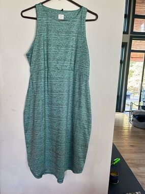 Prana Teal/Gray  Striped Sleeveless Midi Dress